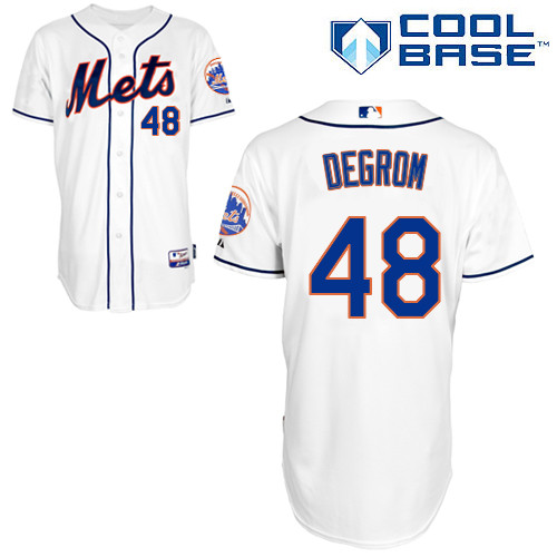 Jacob deGrom #48 MLB Jersey-New York Mets Men's Authentic Alternate 2 White Cool Base Baseball Jersey